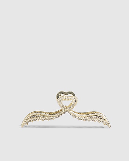 Gold Diamante Heart Claw Clip