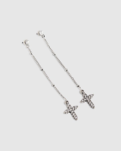 Silver Cross Thread Earrings