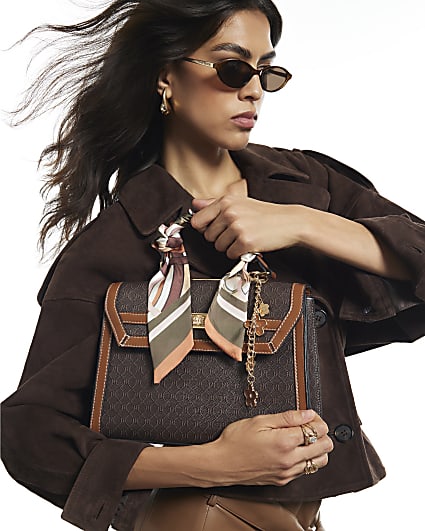 Brown Monogram Scarf Tote Bag
