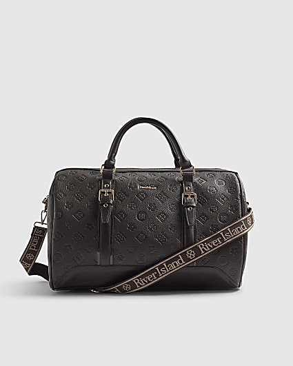Brown Monogram Embossed Barrel Bag