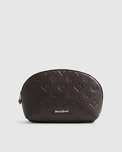 Brown Emboss Monogram Makeup Bag