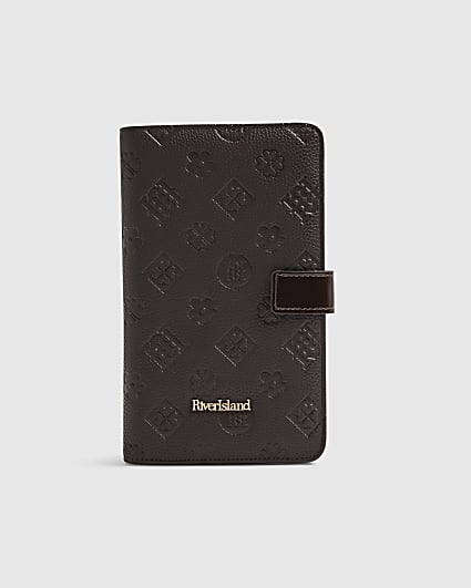 Brown Embossed Monogram Travel Wallet