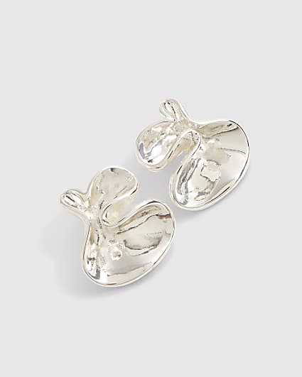 Silver Small Molten Stud Earrings