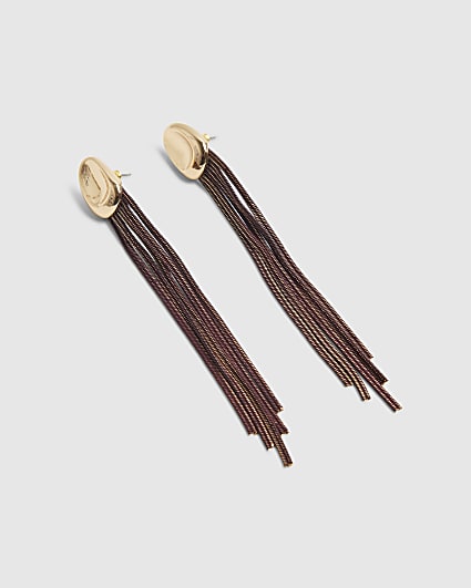 Gold Tassel Chain Drop Earrings