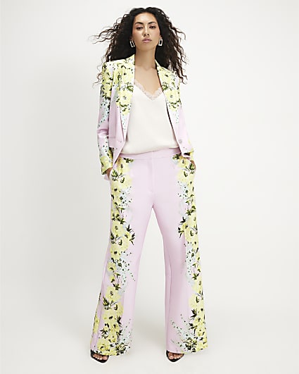 Pink Long Sleeve Floral Blazer