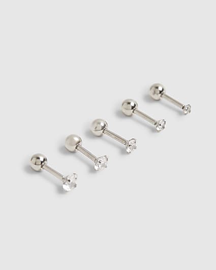 Silver Stud Diamante Earring Pack