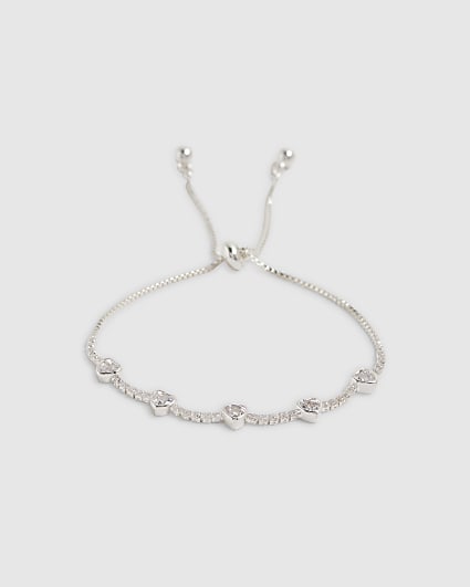 Silver Heart Tie Up Bracelet