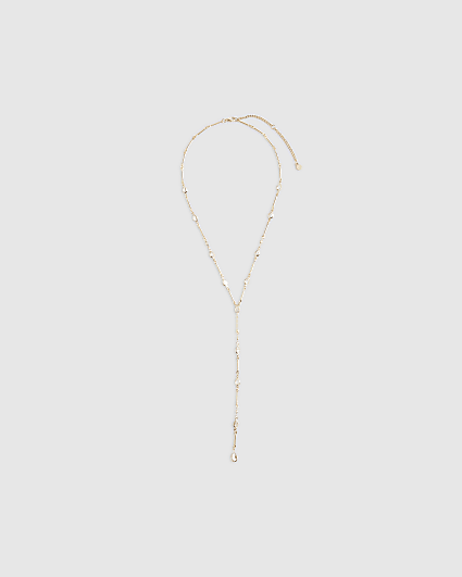 Gold Cubic Zirconia Y Necklace