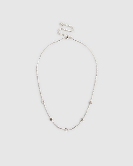 Silver Heart Cut Tennis Necklace