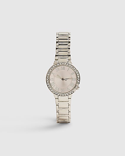 Silver Pink Face Bracelet Watch