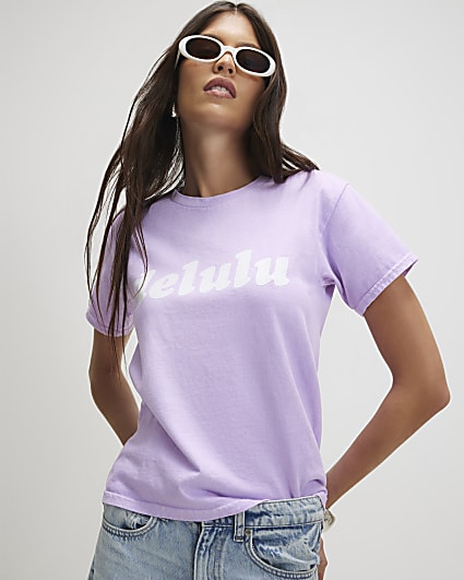 Purple Cotton Delulu Graphic T-Shirt