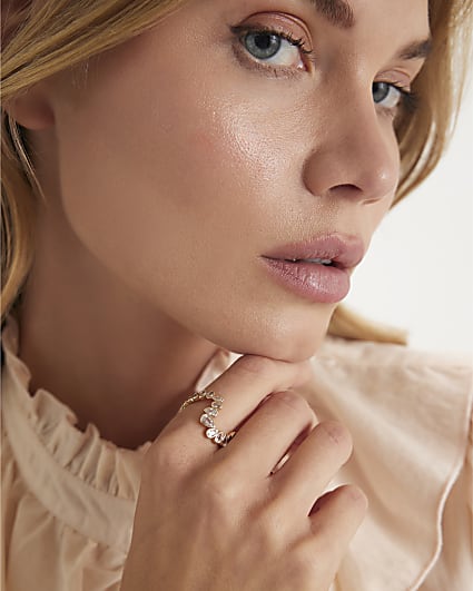 Gold Diamante Wave Ring
