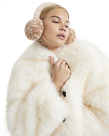 Brown Deer Print Earmuffs
