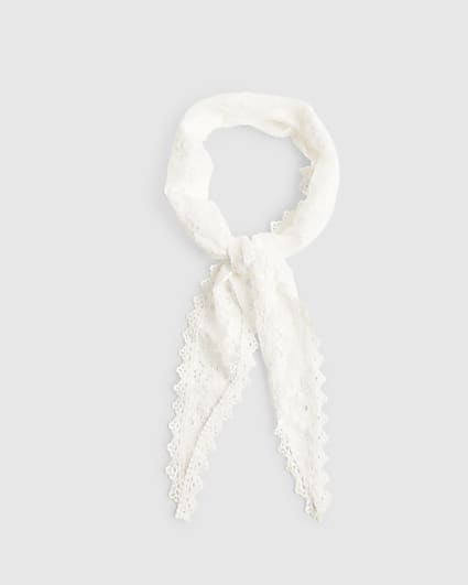 Cream Lace Triangle Scarf