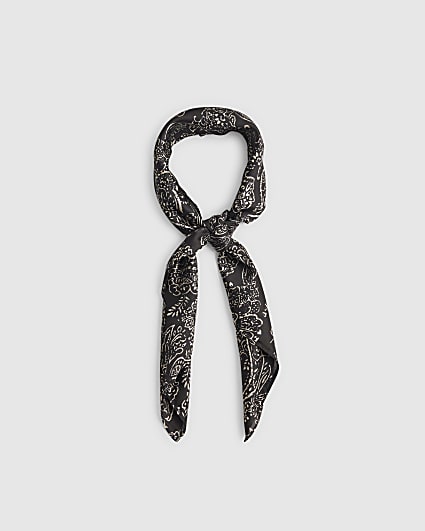 Black Paisley Print Scarf