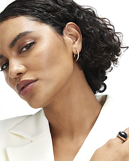 Gold Rhinestone Hoop Earrings