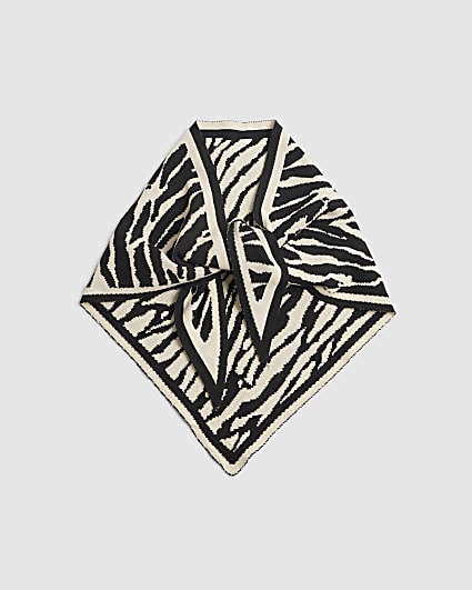 White Zebra Print Scarf