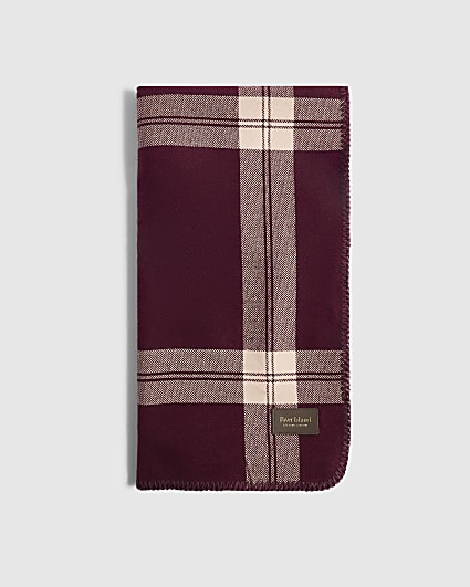 Burgundy Knit Check Lightweight Scarf