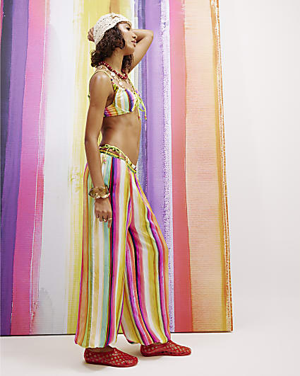 Green Stripe Balloon Leg Trousers