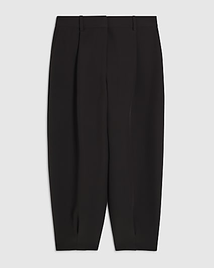 Petite Brown Pleated Barrel Leg Trousers