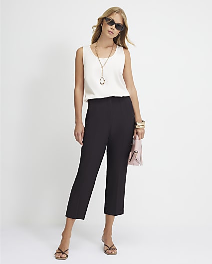 Brown High Waisted Cigarette Trousers