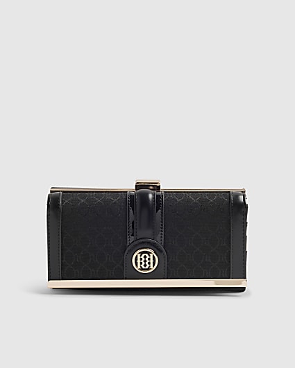 Black Jacquard Monogram Cliptop Purse