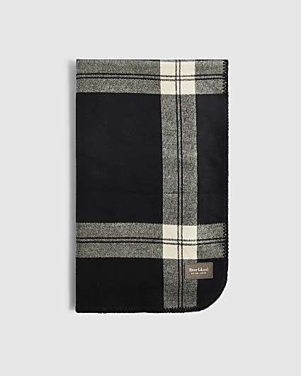 Black Knit Check Lightweight Scarf