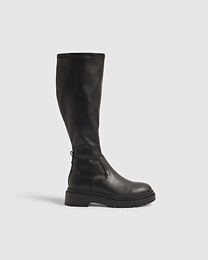 Black High Leg Fitted Boots
