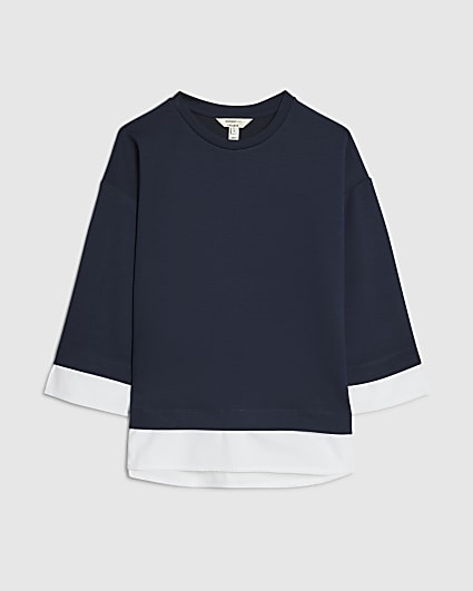 Petite Navy Premium Hybrid Sweatshirt