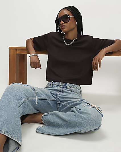 Brown Premium Shoulder Pad T-Shirt