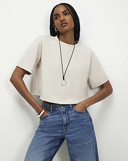Cream Premium Shoulder Pad T-Shirt