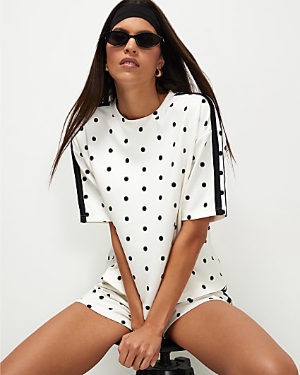 Cream Premium Polka Dot Tape T-Shirt