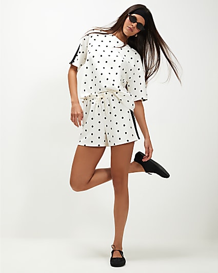 Cream Premium Polka Dot Tape Shorts