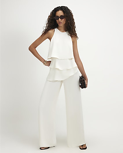 White Overlay Jumpsuit