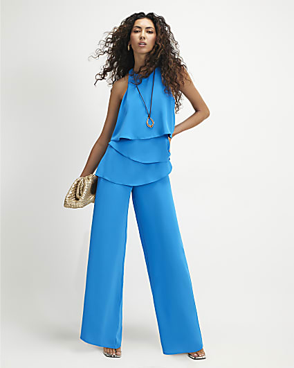 Blue Overlay Jumpsuit