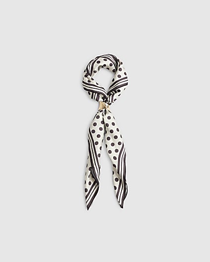Cream Spot Satin Scarf
