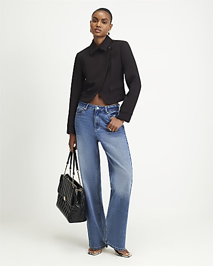 Brown Tailored Asymmetric Placket Jacket