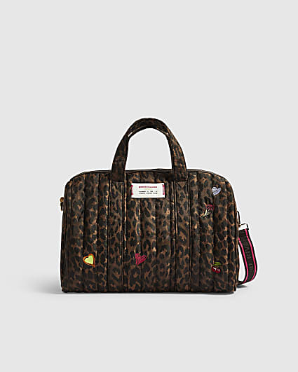Brown Leopard Print Soft Padded Holdall Bag
