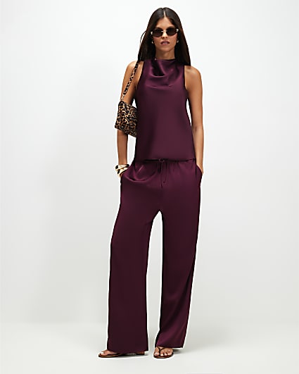 Red Satin Halter Neck Top