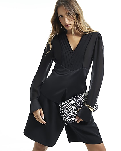 Black Pintuck Detail Blouse