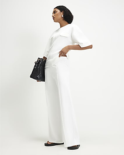 Cream Wide Leg Trousers