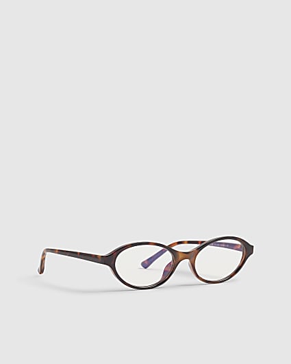 Tortoiseshell Blue Light Oval Glasses