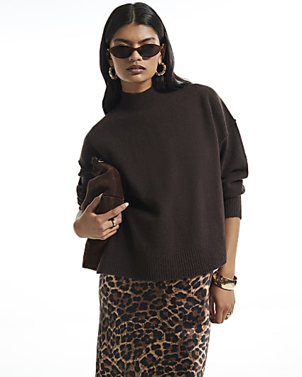 Brown Leopard Print Hybrid Jumper Dress