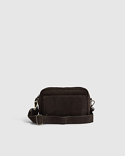 Brown Suede Crossbody Flap Pocket Bag