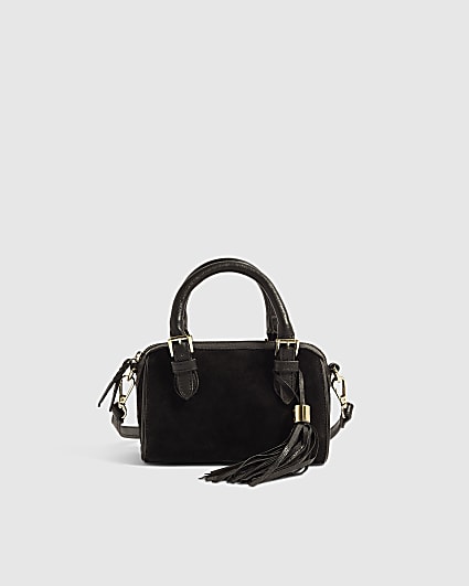 Black Suede Bowler Bag