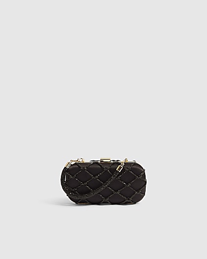 Black Diamante Rope Hard Clutch Bag