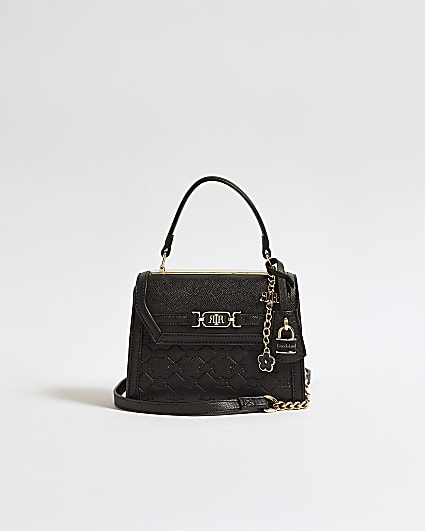 Black Monogram Embossed Cross Body Bag