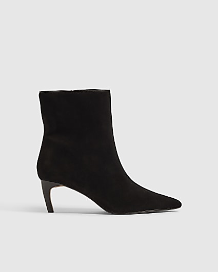 Black Suede Centre Seam Ankle Boots