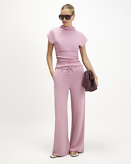 Pink Premium Wide Leg Trousers