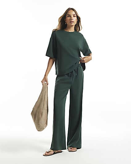 Green Premium Wide Leg Joggers